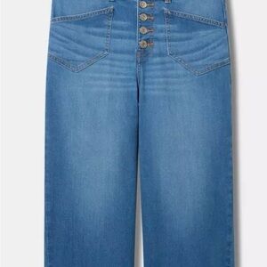 Torrid‎ Cropped Wide Leg High Rise Button-Fly Jeans, Dark Wash, Size 18